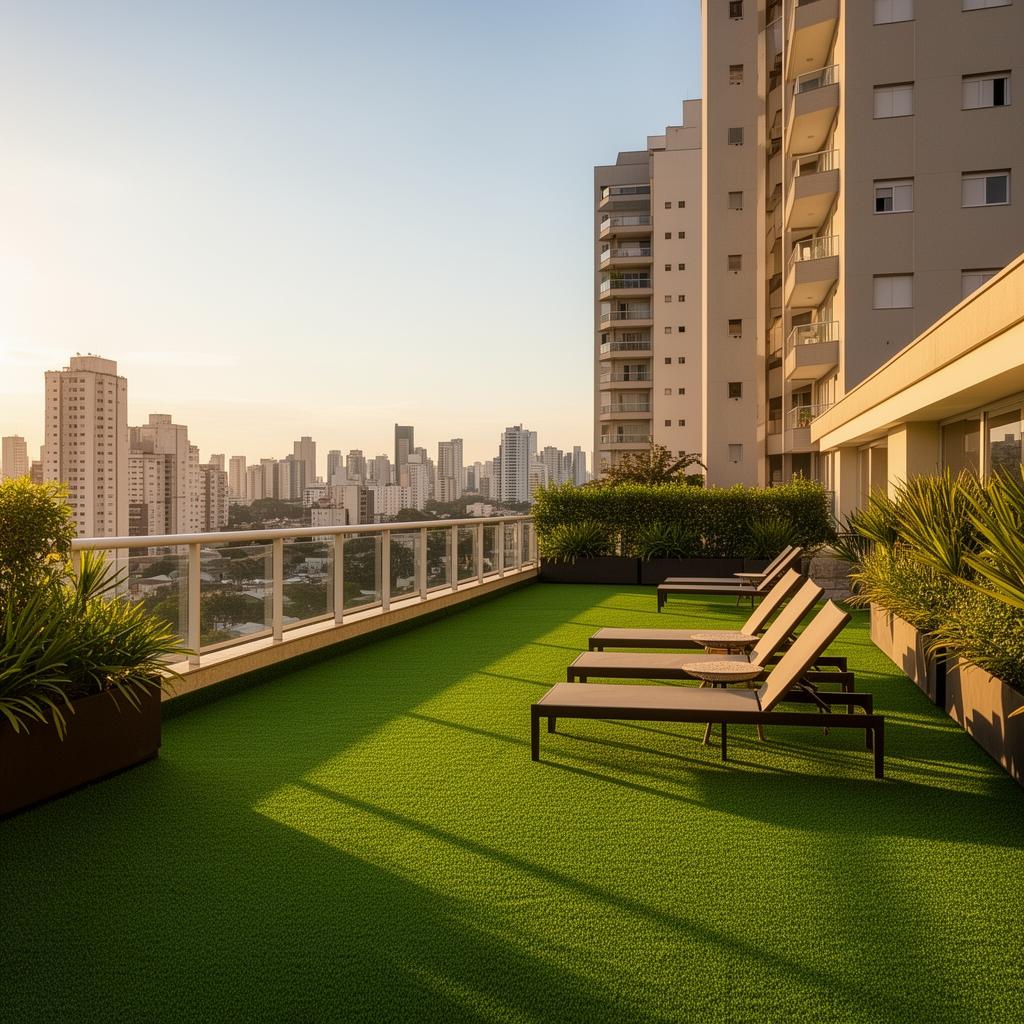 Terraço com mobiliário externo